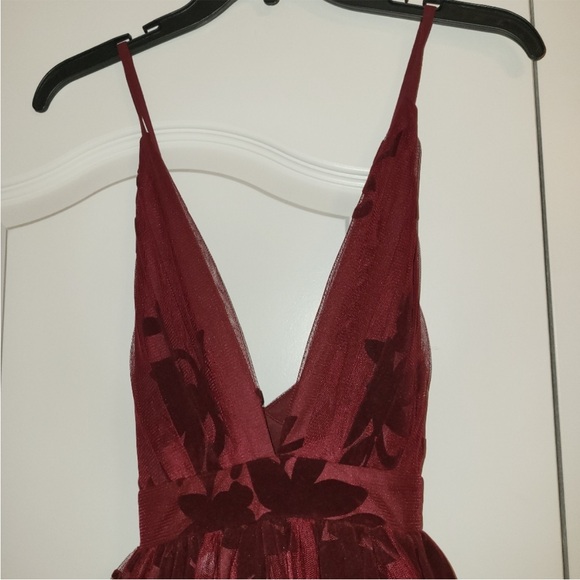 Dark Red Lace Tulle Cocktail Dress Medium - Picture 9 of 13